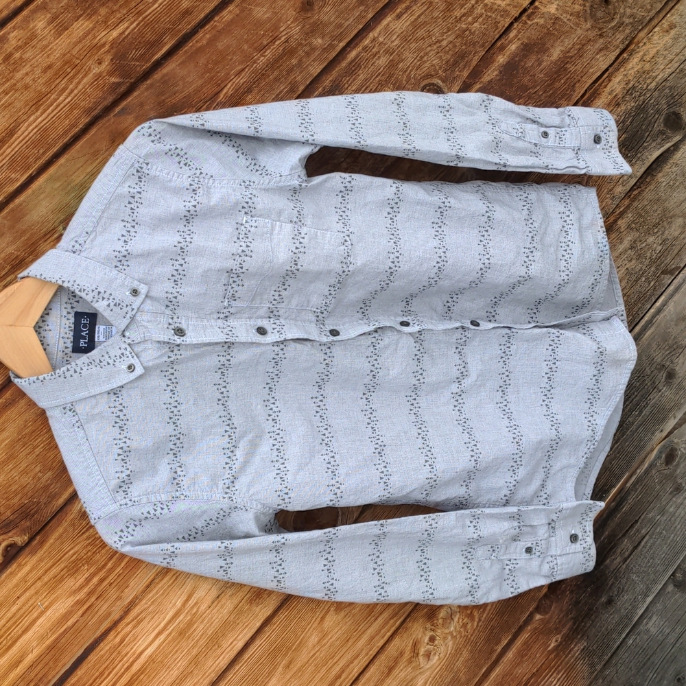 The Children's Place Shirt Grey cotton long sleeve button up Top XXL